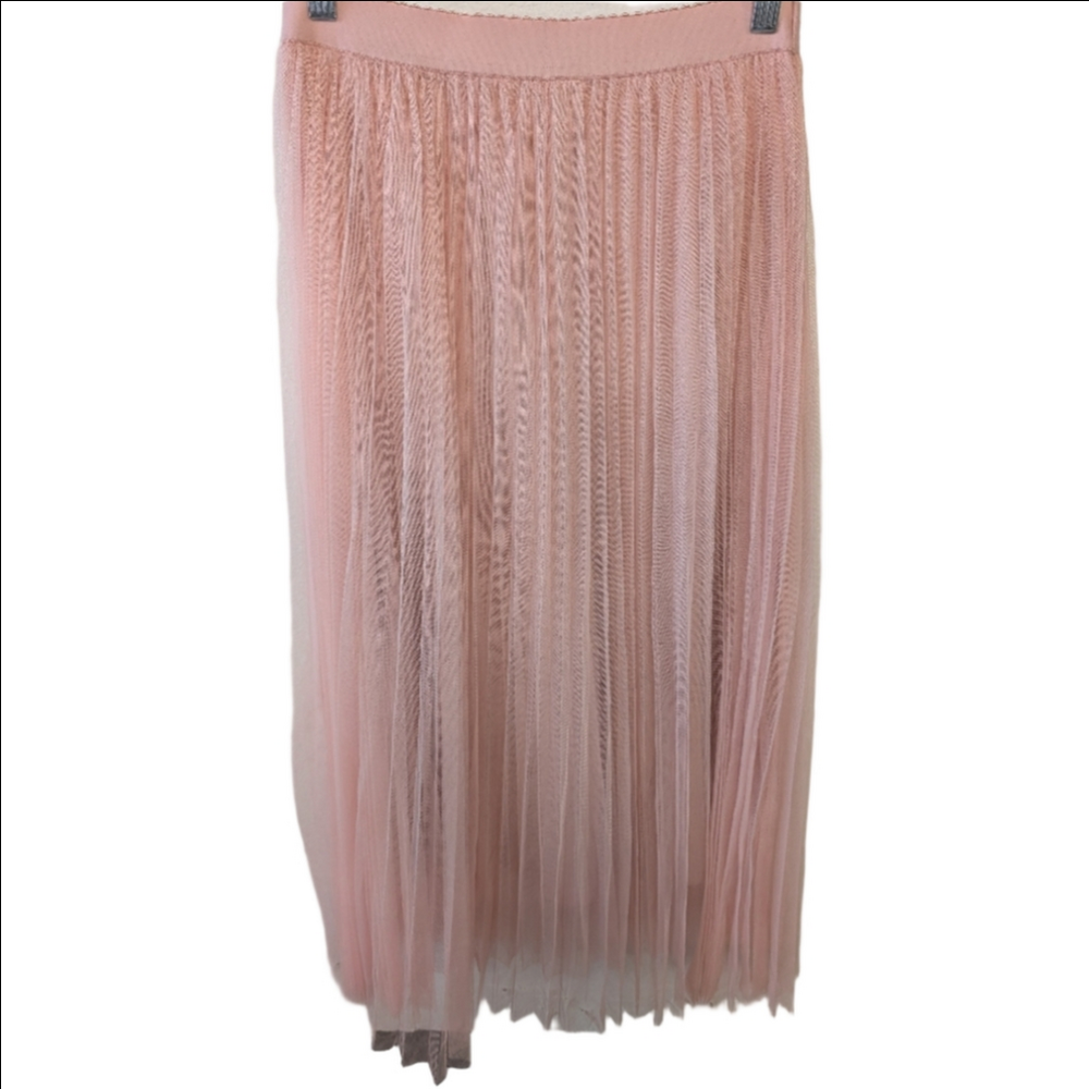 Skirt Pink Tulle Overlay Pleated Ballerina Whimsy Sz L